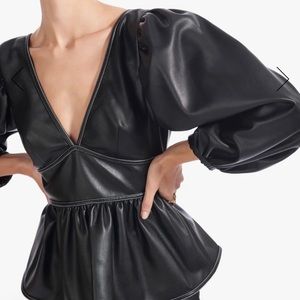 STAUD | LUNA TOP | BLACK VEGAN LEATHER